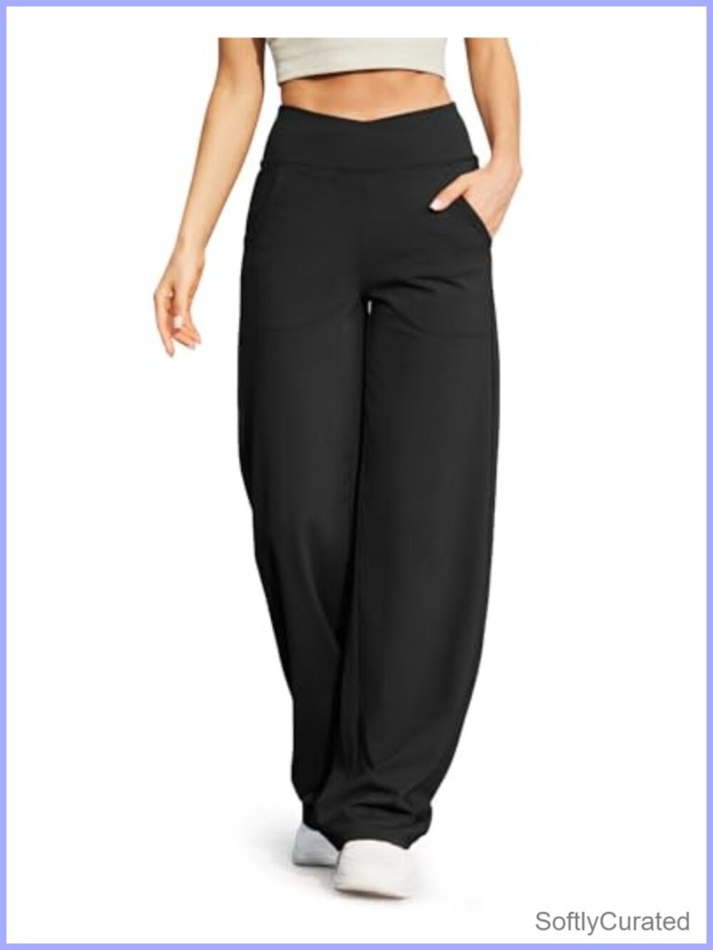 Wide Leg Yoga Pants High Waist Crossover Pocket Palazzo Lounge Workout